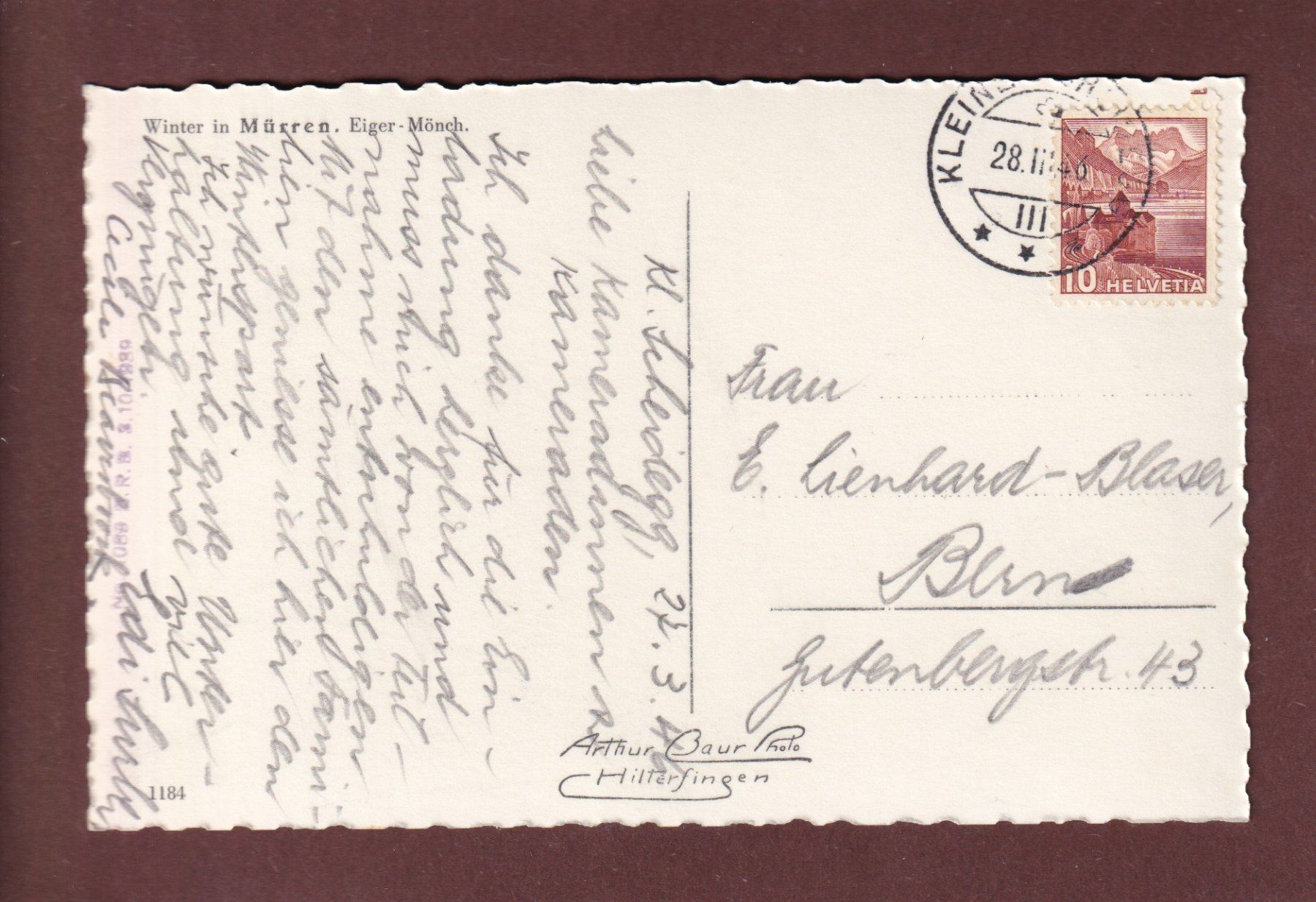 Ansichtskarten: Winter in MÜRREN - Eiger-Mönch - 1946 – Gebraucht aus Pully von nicecards-shop 1