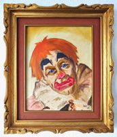 Ausdrucksstarkes Clownporträt – Ölgemälde von Iseli, 1978