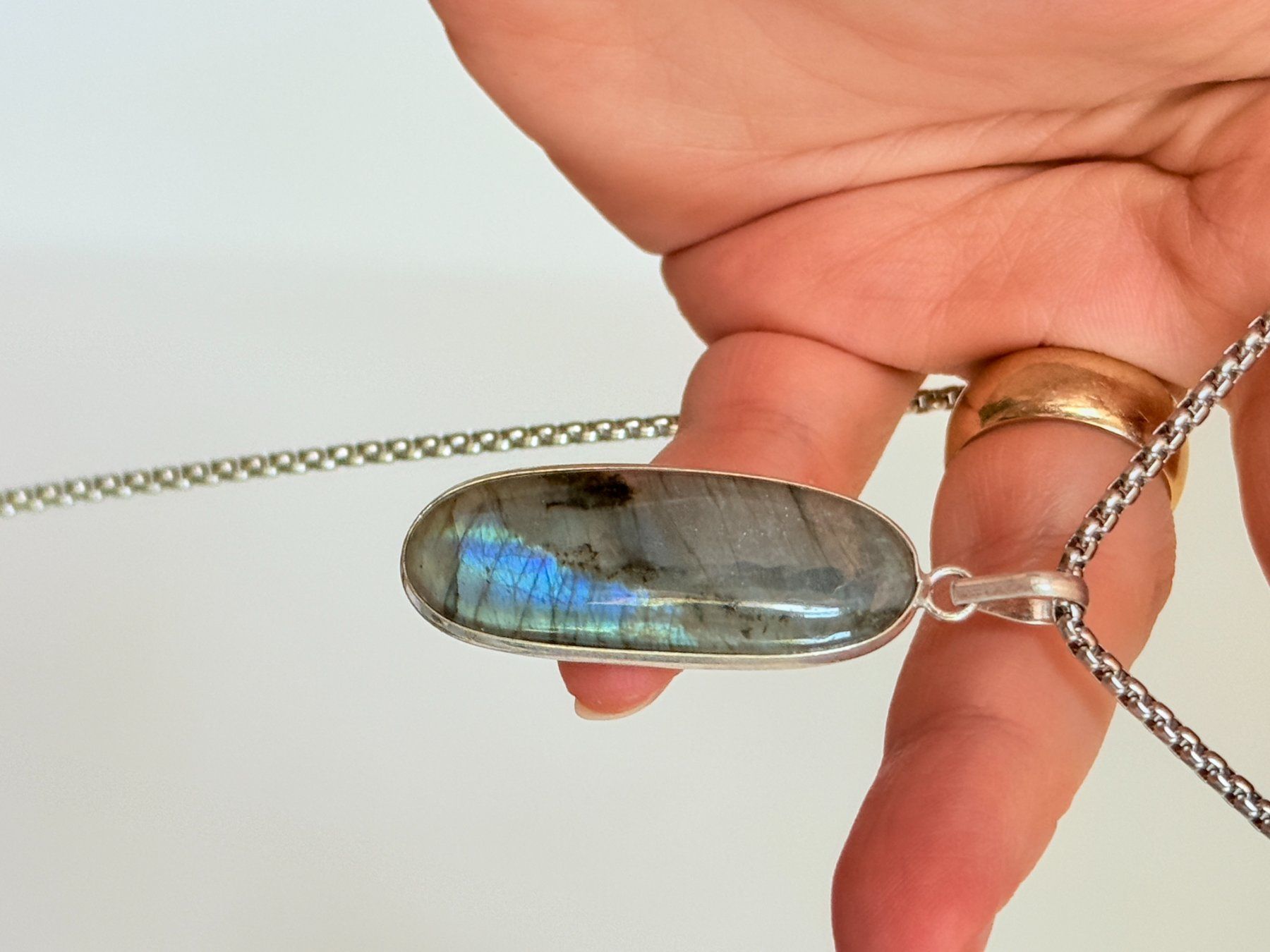 Catenine: Collier avec labradorite - Élégant & Naturel! – Nuovo e nell'imballaggio originale da Genève venduto da AWWA 2