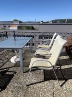 4 Gartenstühle stapelbar gelb Metallgestell gebraucht