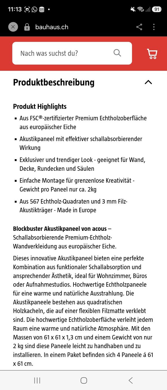 Altri accessori: Acous Akustikpaneel Blockbuster Eiche – Nuovo e nell'imballaggio originale da Schlieren venduto da Meth27 6