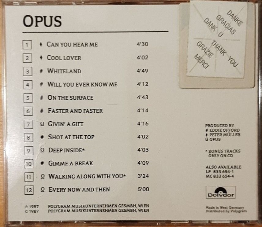CDs: Opus - Opus, 1987 CD Album – Gebraucht aus Schönenberg TG von  1