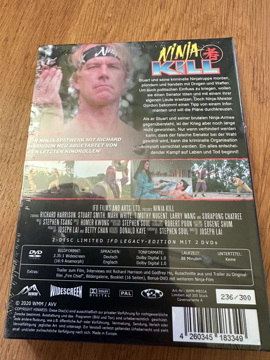 Tous les DVDs: Ninja Kill Mediabook, neu Richard Harrison – Neuf avec emballage d'origine à Benken ZH par Audi-erich 1