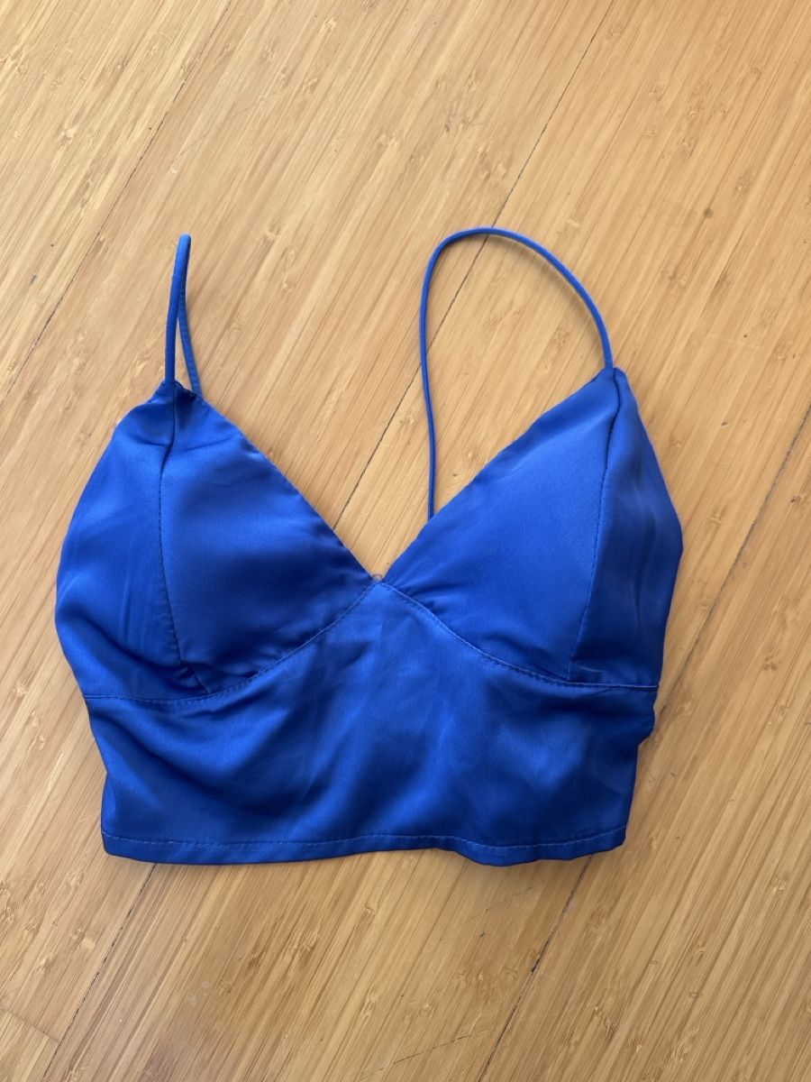 Top: Satin Top blau elegant S/M – Usato da Malans GR venduto da leo_mz7w