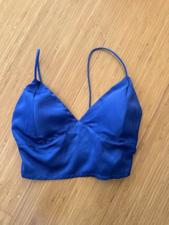 Satin Top blau elegant S/M
