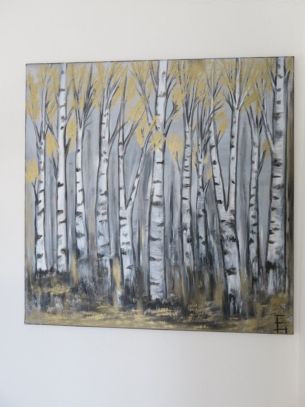 Dipinti: Handgemaltes Bild, Birkenwald (Unikat) – Nuovo e nell'imballaggio originale da Lachen SZ venduto da artbyblondangel 2