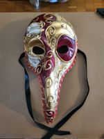 Venezianische Maske Doktor Pest rot gold handbemalt