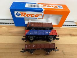 Spur H0 DC 3er Set Roco 2 achsige Güterwagen SBB DB
