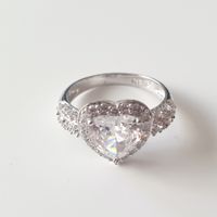 Funkelnder Herz-Ring, 925 Silber, Grösse 17.1 mm