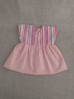 Puppenkleid 30-35cm streifen oberteil, rosa unterteil