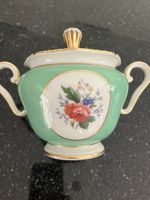 Zuckerdose Porzellan, Tettau Floral Green Gold 1794