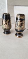 2 Griechische Vasen schwarz handbem. antike Figuren 24K Gold