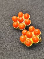Vintage Ohrclips aus Messing, Natur Korallen Top
