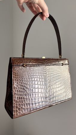 Borsa vintage a  mano in pelle coccodrillo