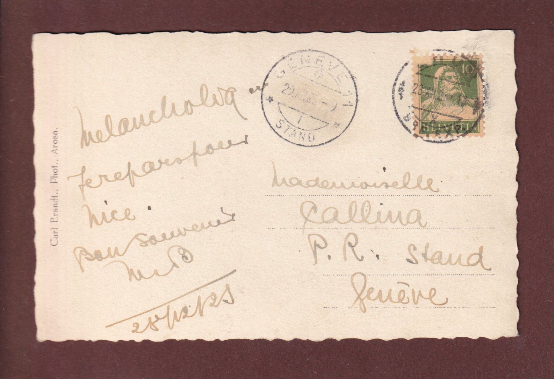 Cartoline postali: AROSA - 1925 – Usato da Pully venduto da nicecards 1
