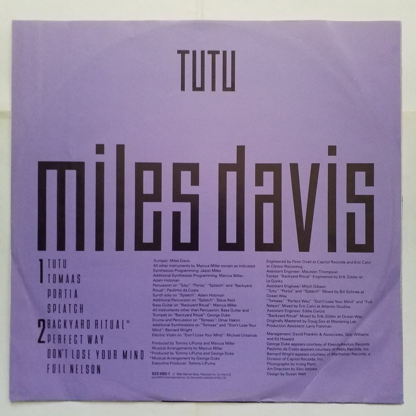 Vinyles: MILES DAVIS,  Tutu - 1886 press  - NEW - – Neuf (Voir description) à Yverdon-les-Bains par Jacotreut 2