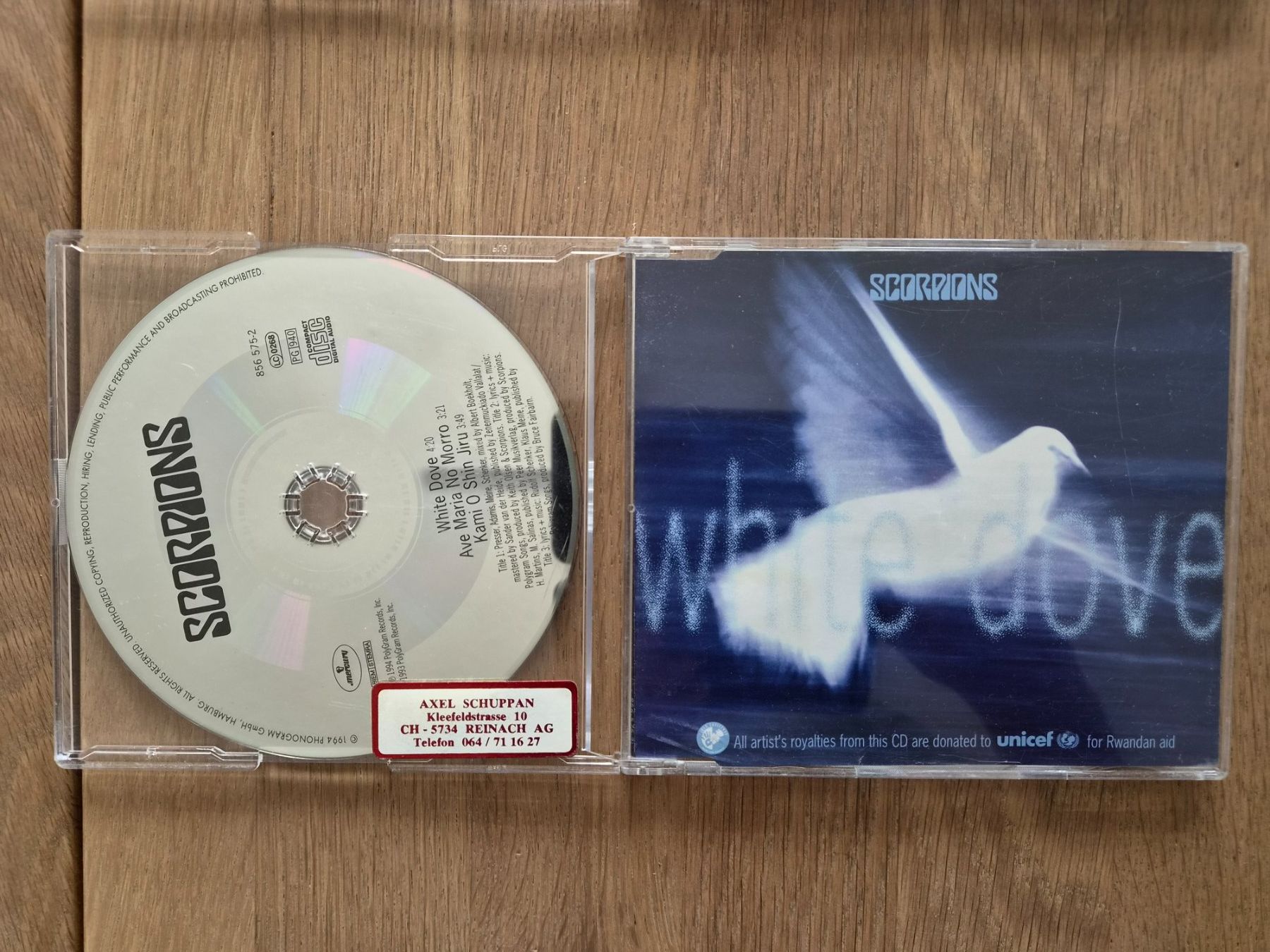 CD: CDS Scorpions - White Dove, 1994 – Usato da Nebikon venduto da Harley-Davidson01