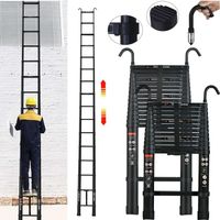 Teleskopleiter 6,2m Aluminium mit Dachhaken Klappleiter EN13