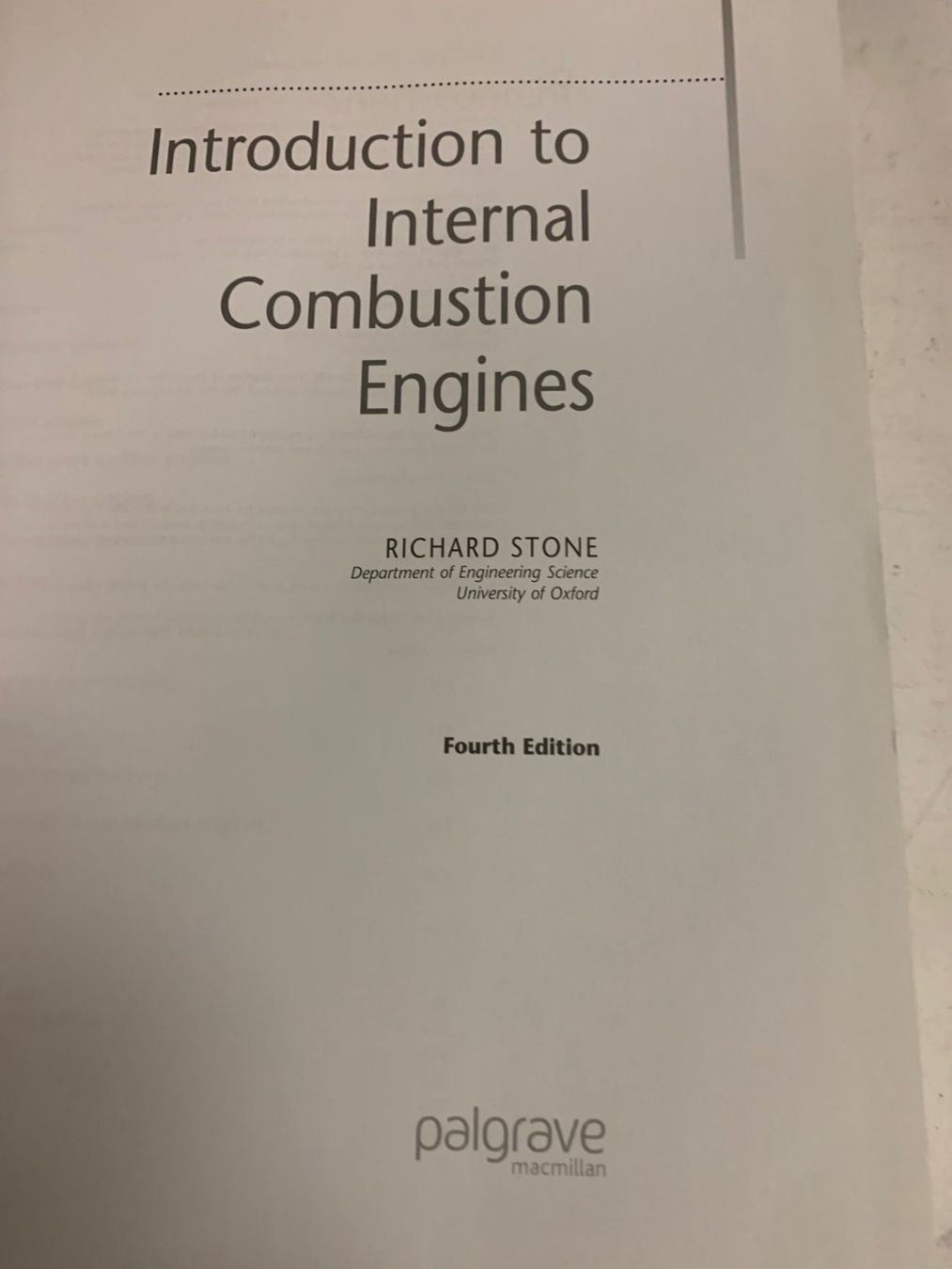 Bücher: Introduction to Internal Combustion Engines by Ricard Stone – Gebraucht aus Emmen von newcar4you 1
