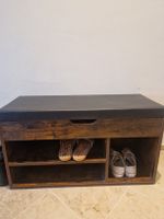 Schuhbank mit Sitzkissen Holzoptik dunkel gebraucht