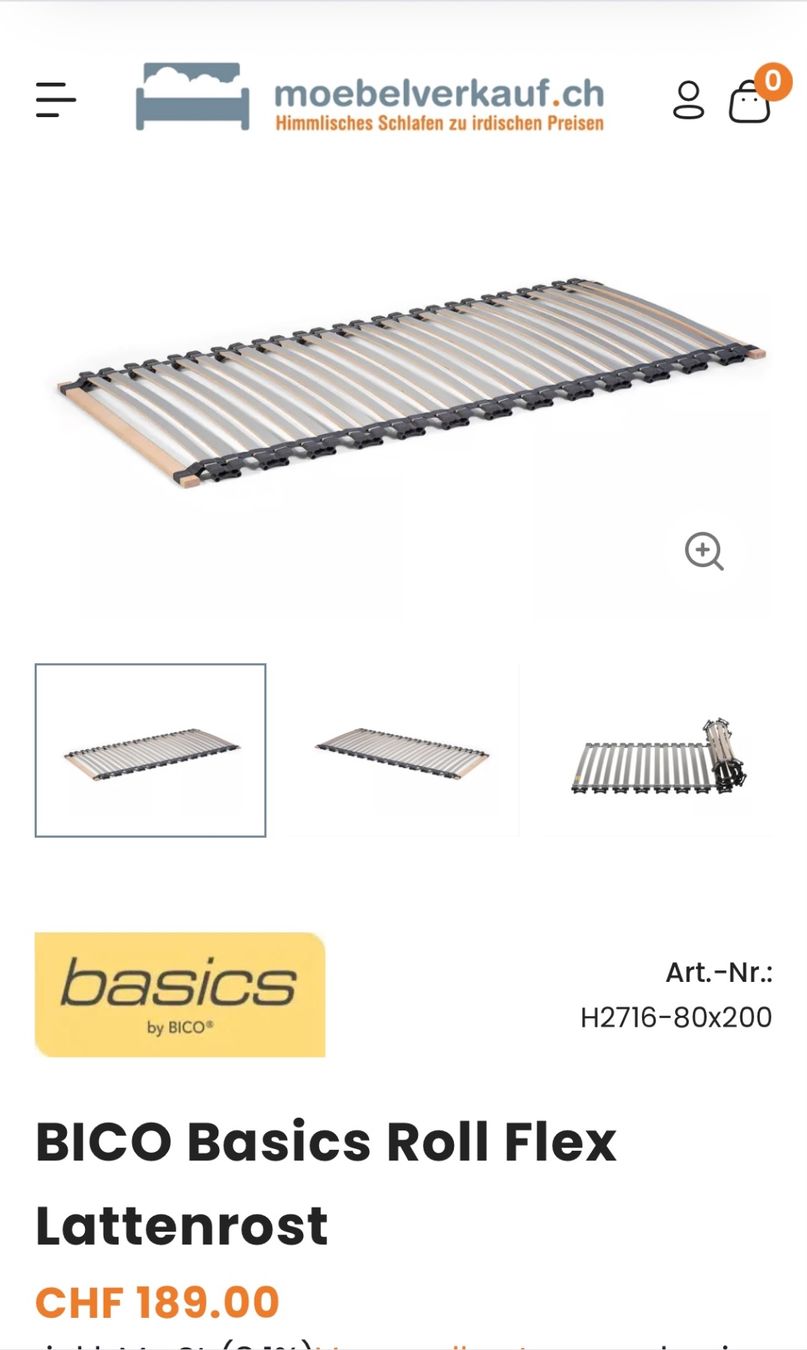 Bico Reti a doghe: Bico Roll- Lattenrost 80 x 200 , NP 190.- – Nuovo (secondo la descrizione) da Zürich venduto da Social2 1
