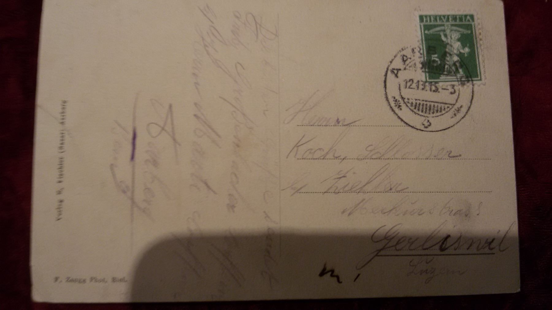 Cartoline postali: Aarberg – Usato da Bischofszell venduto da Joachim-115 1