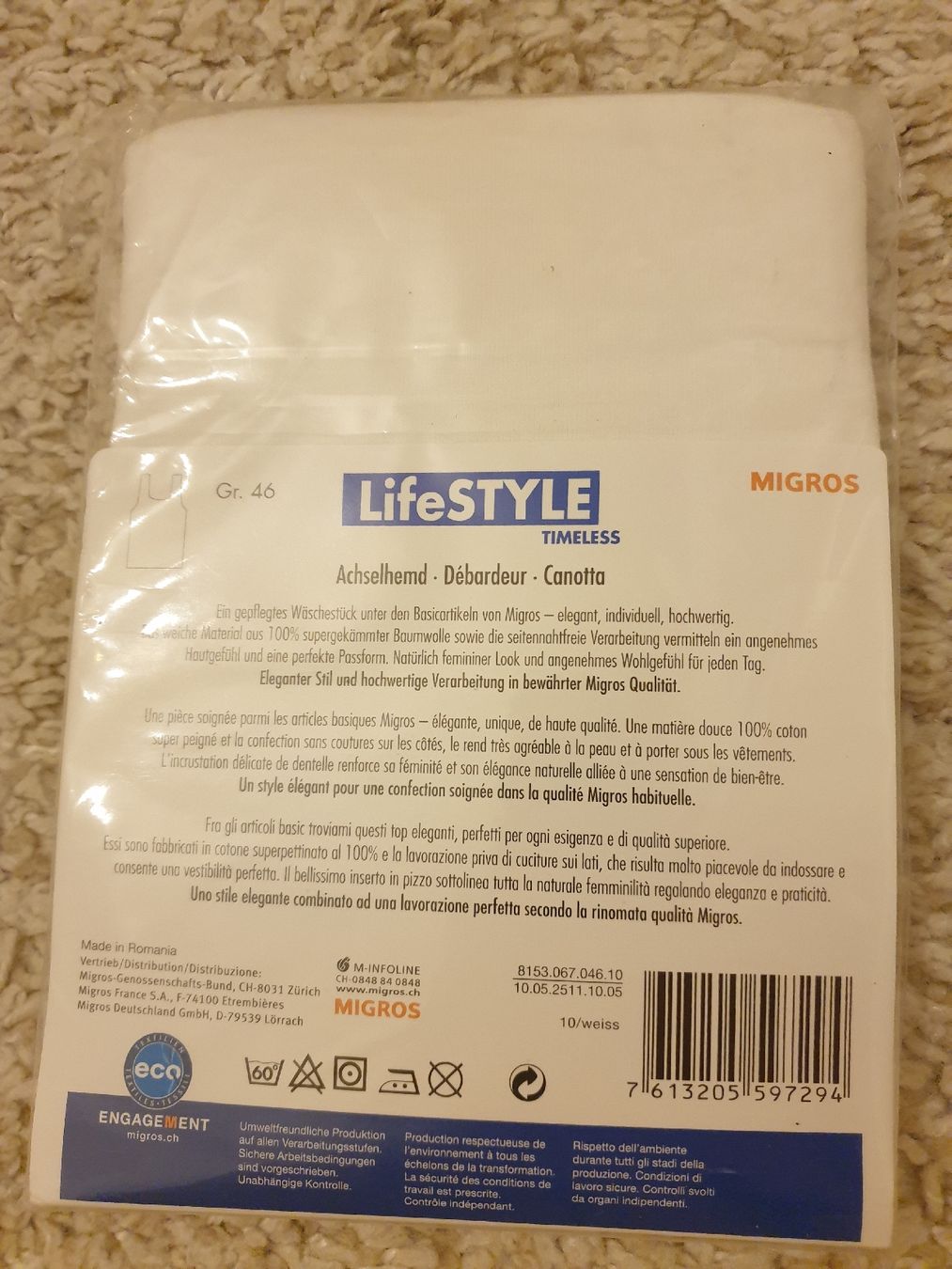 Migros Sonstige Unterwäsche: Débardeur blanc neuf, taille S, coton – Neu und originalverpackt aus Neuchâtel von Verenas12 1