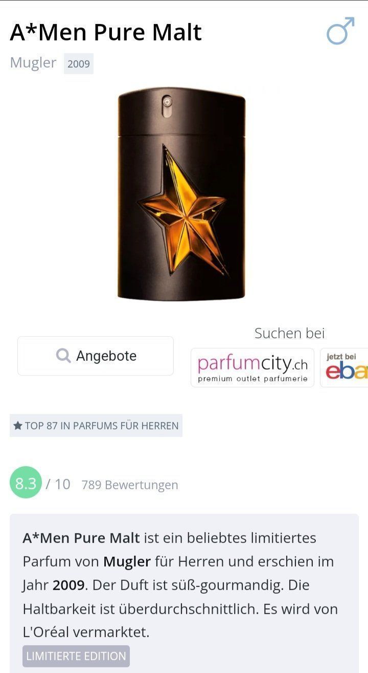 Mugler Profumi & Eau de Toilette: 5 ml MUGLER PURE MALT EDT ABFÜLLUNG – Nuovo (secondo la descrizione) da St. Gallen venduto da CaliSunshine 2