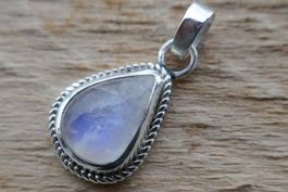 Mondstein Anhänger in Silber, Regenbogen, Handgemacht