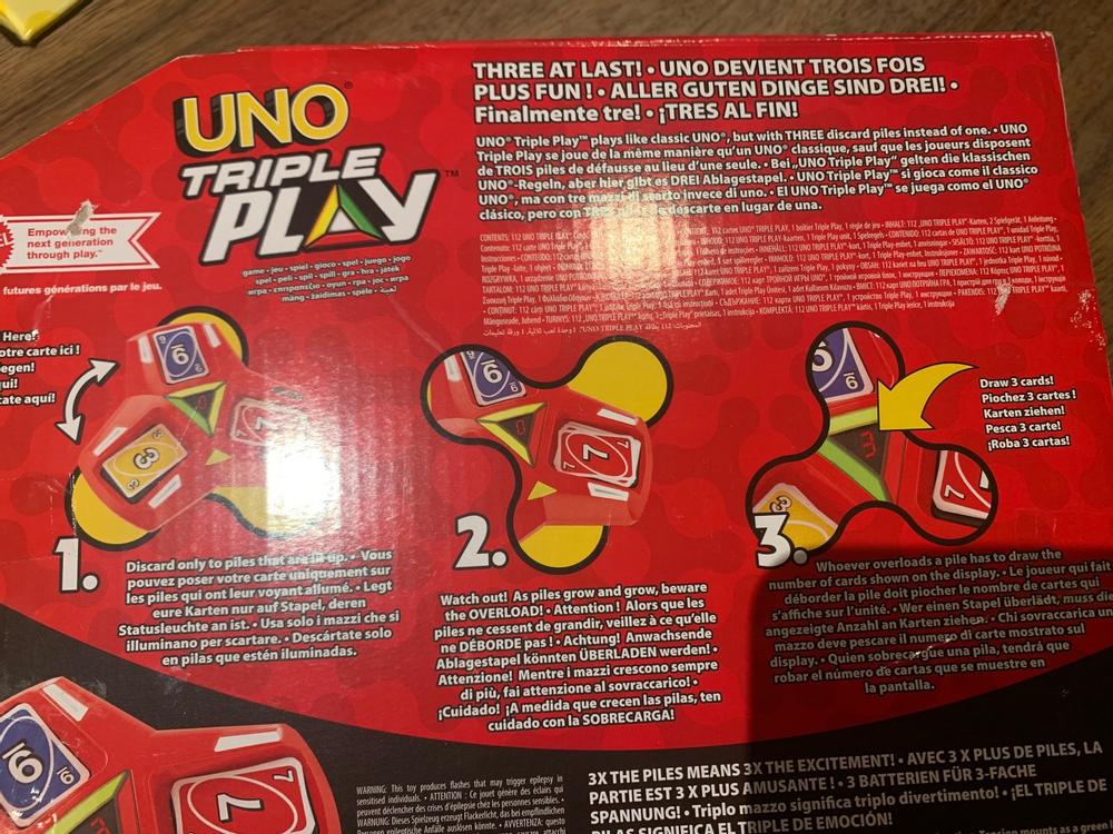 Jeu de cartes UNO Triple Play, 7 ans et plus