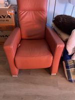 Sessel Leder rot mit Fussablage guter Zustand