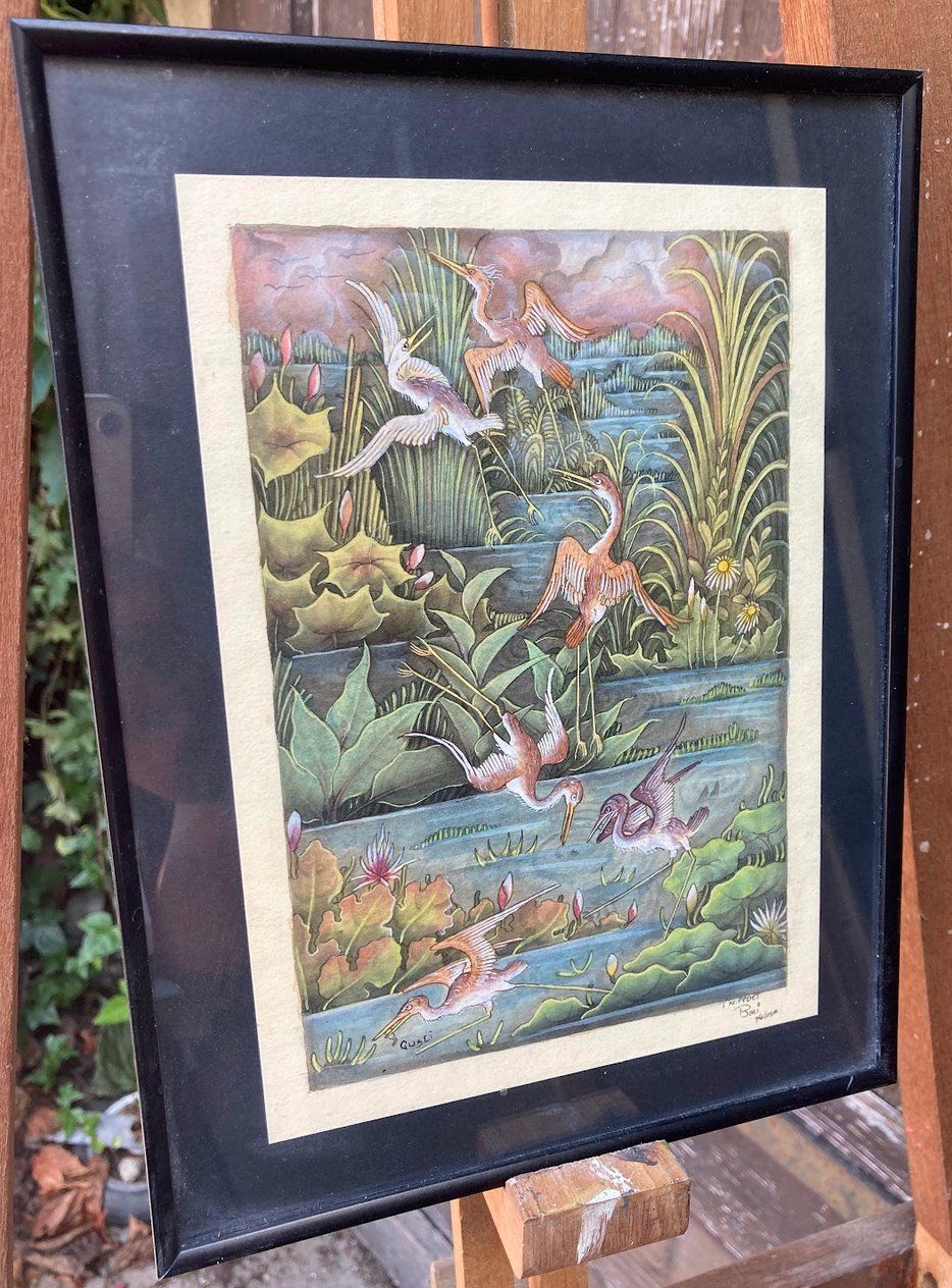 Art peinture gouache Bali signé tableau Gemälde Asia (Gebraucht) in St ...