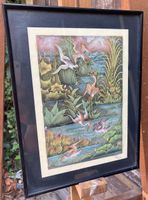 Art peinture gouache Bali signé tableau Gemälde Asia