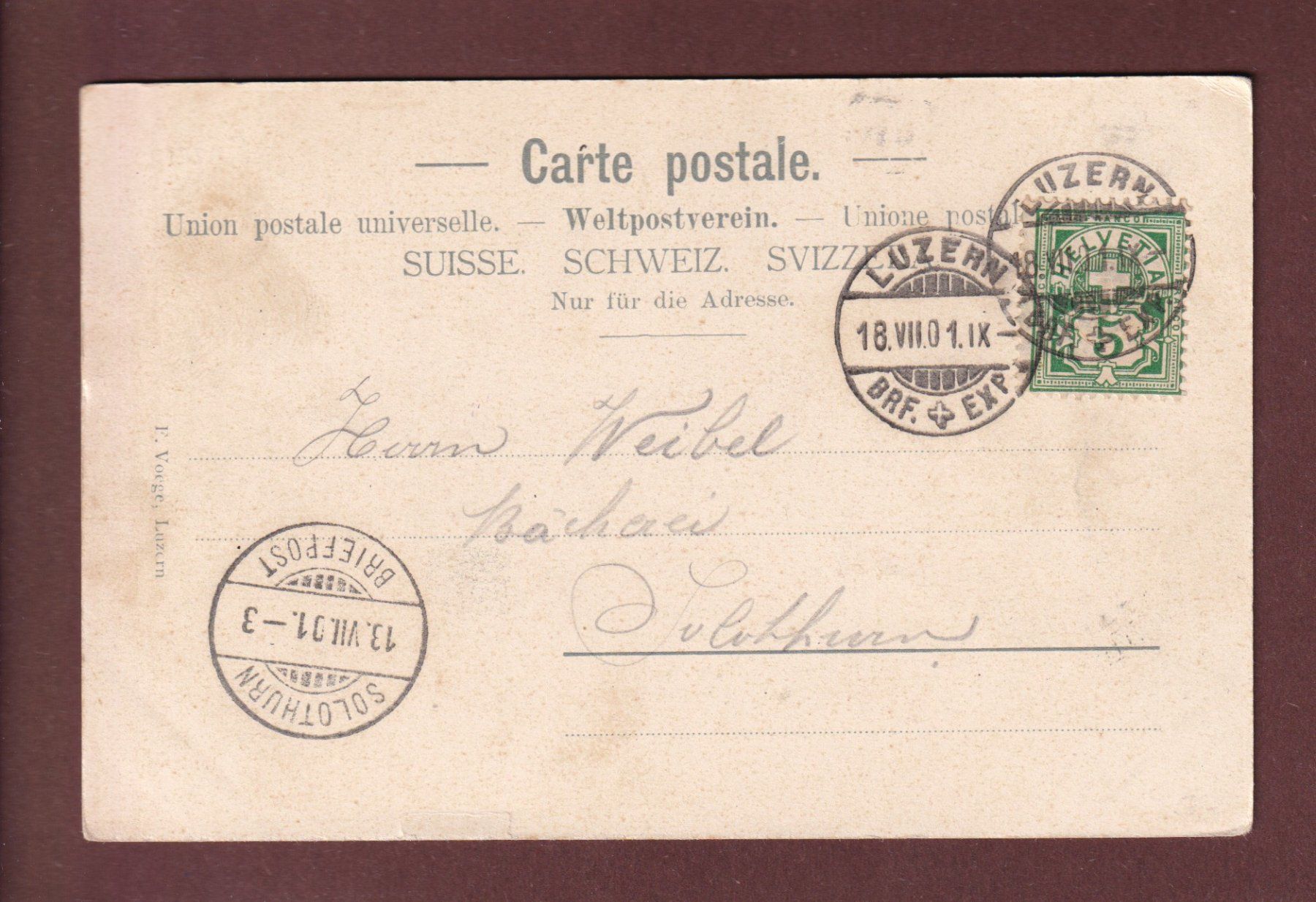 Ansichtskarten: LUZERN von Allenwinden - 1901 – Gebraucht aus Pully von nicecards-shop 1