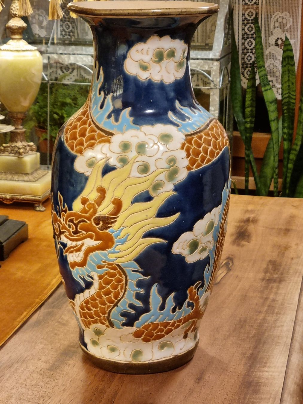 Vasi & Recipienti: Große Keramikvase Drache & Tiger blau, ca. 40 cm – Usato da Scharnachtal venduto da devin03 4
