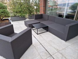 Grosses Rattan-Gartenlounge-Set – 5-teilig mit Tisch