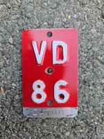 Plaque vélo Vaud, VD 1986 / Suisse / collector / Vintage