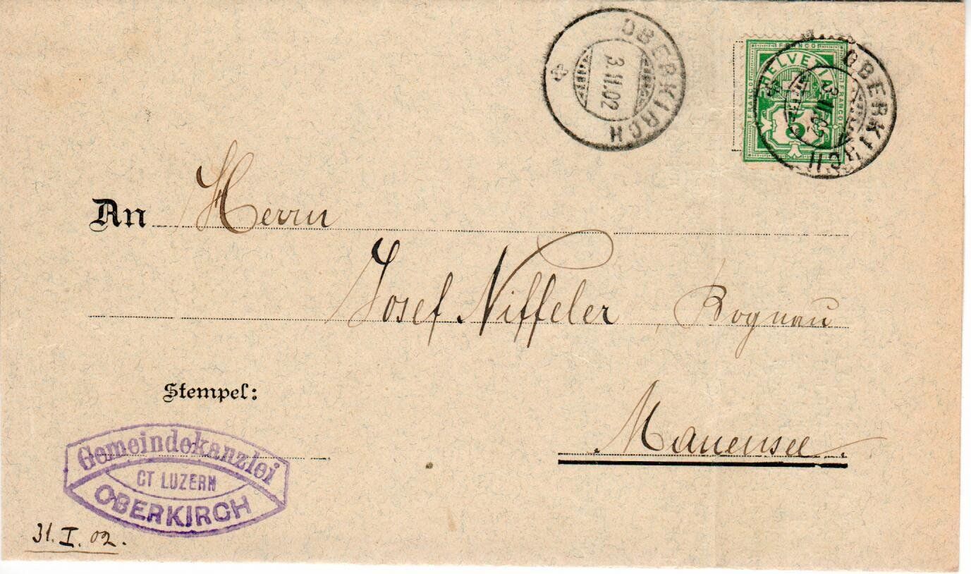 Tous les timbres: Oberkirch - Mauensee 1902 – D'occasion à Wolhusen par Curver9