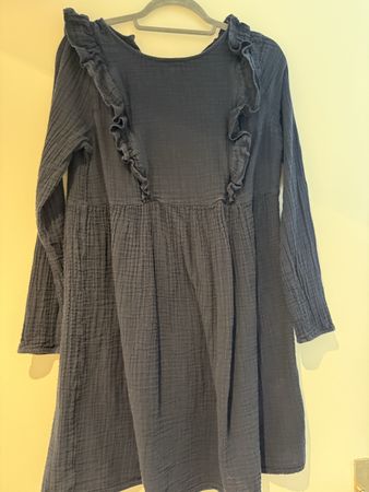 Vertbaudet Kleid dunkelblau Grösse 40 Musselin Volants