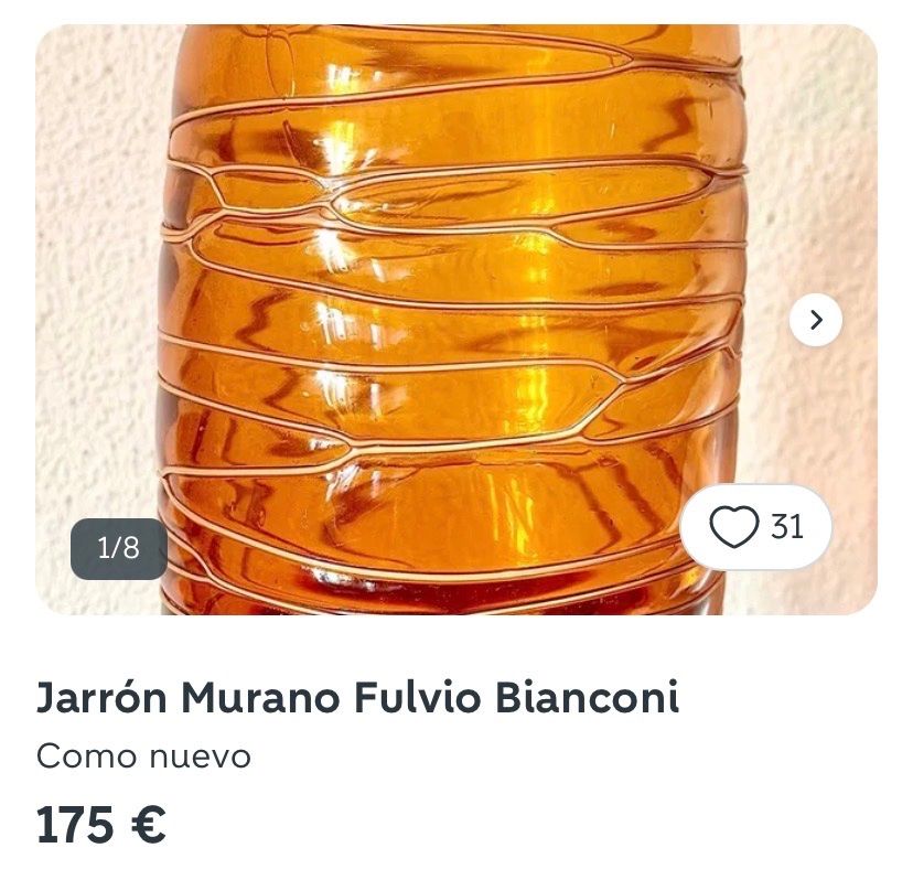 Murano Vasi & Recipienti: Grosse Murano-Vase bernsteinfarben Spaghetti – Usato da Männedorf venduto da Maru83 5