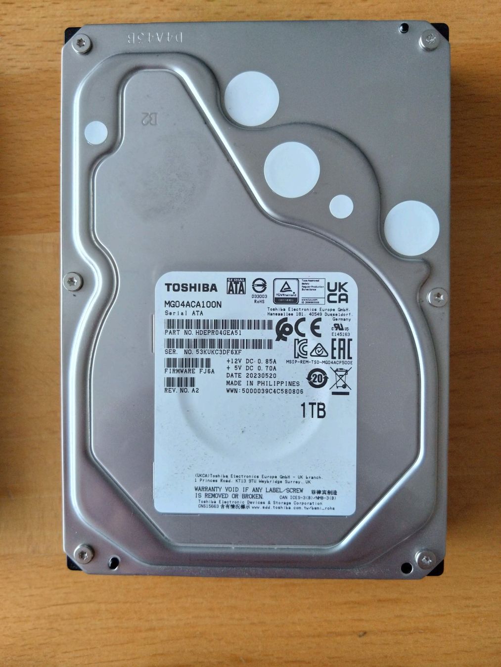 Toshiba Dischi rigidi: Hard Disk Toshiba MG Series, 1TB, SATA – Usato da Zofingen venduto da hb9fsx