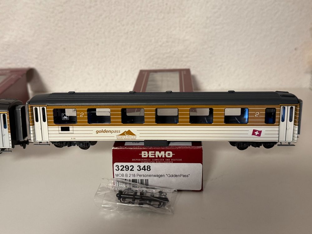 Bemo H0m MOB Set mit 3 Stück Goldenpass Leichmetallwagen (Neu (gemäss ...