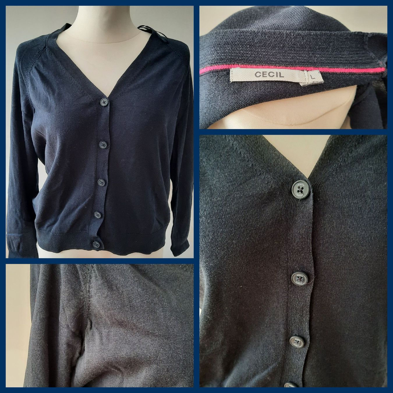 Cecil Giacche: ***CECIL*** Feinstrickjäckli dunkelblau Gr. L – Usato da Wädenswil venduto da H2H_Secondhandshop