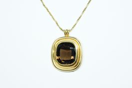 18k Gelbgold Halskette mit Rauchquarz ca. 58ct