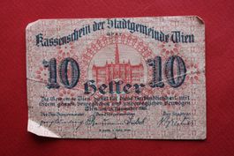 currency receipt austria 10 heller 1919