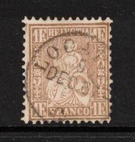 1862 Sitzende Helvetia 1Fr., Nr.36b goldbronze gelblich