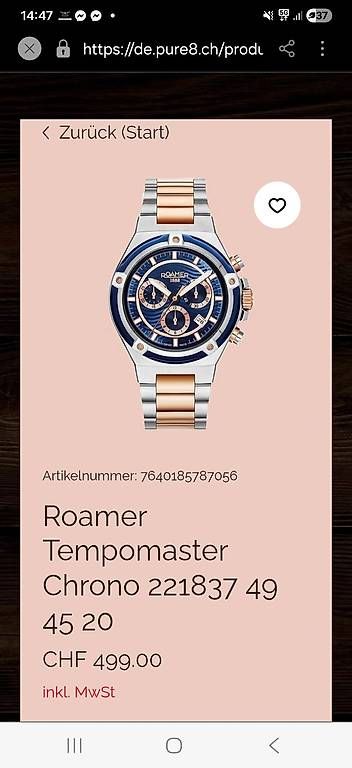 Roamer Montres: Roamer Tempomaster Herrenuhr – D'occasion à Unterlunkhofen par Fcbasel92 1