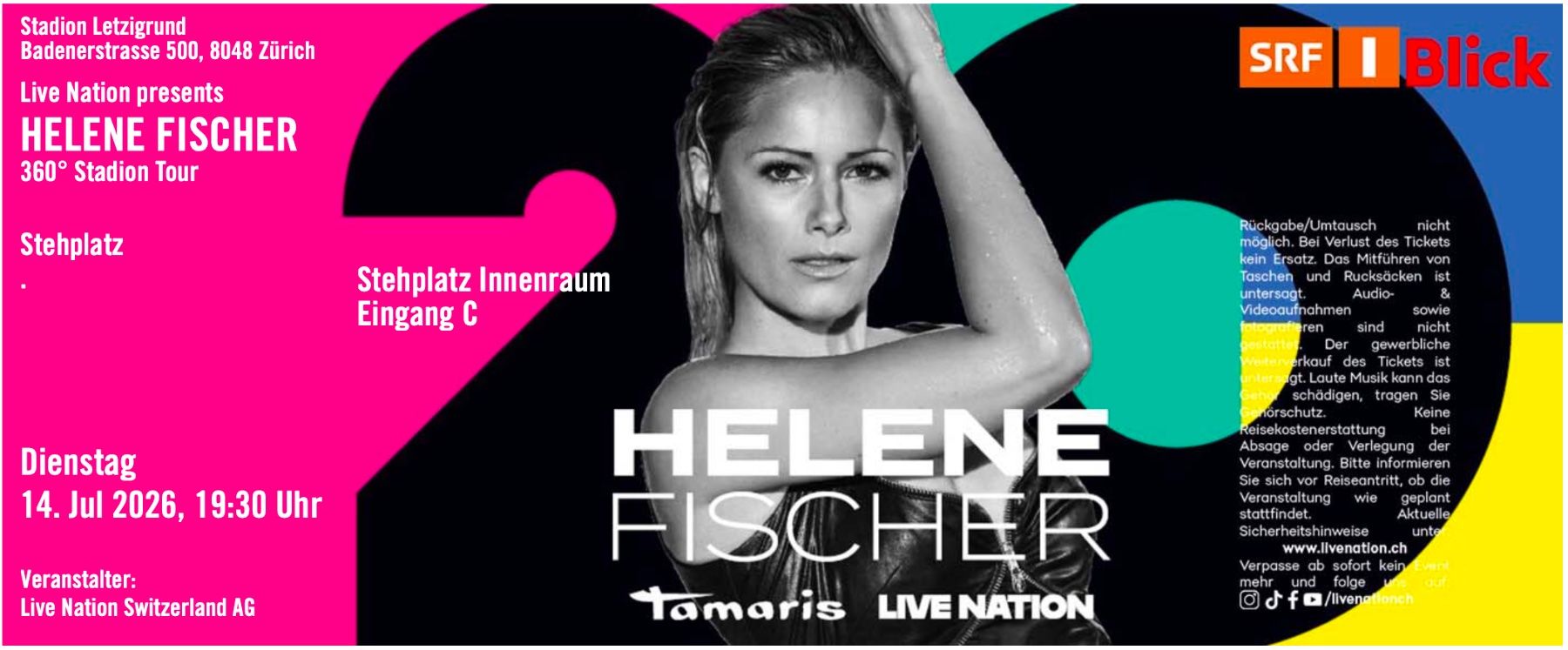 Biglietti: 2 Tickets Helene Fischer Letzigrund 14.7. Stehplatz Eing. C – Usato da Oberengstringen venduto da matzze