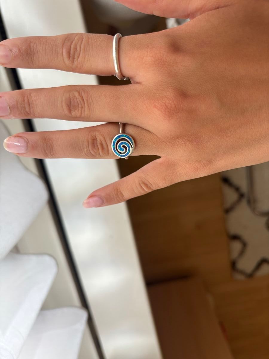 Bagues: Sterling Silver Blue Opal Spiral Ring Everyday Round Ring 52 – D'occasion à Zürich par Rochfordevelyn 1