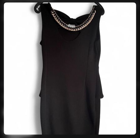Black dress with gold chain detail